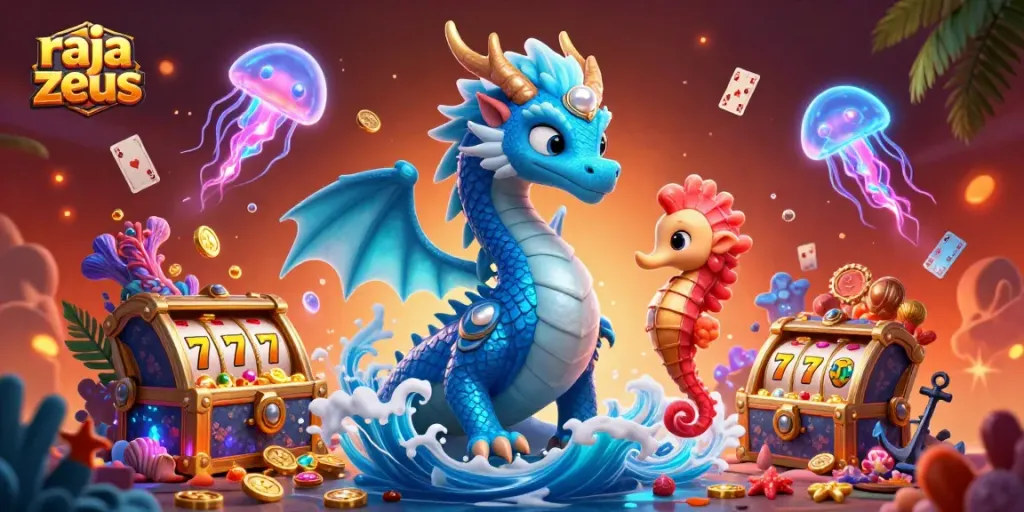 Menangkan jackpot dengan raja zeus, naga azur yang megah dan kuda laut ksatria di dunia slot.
