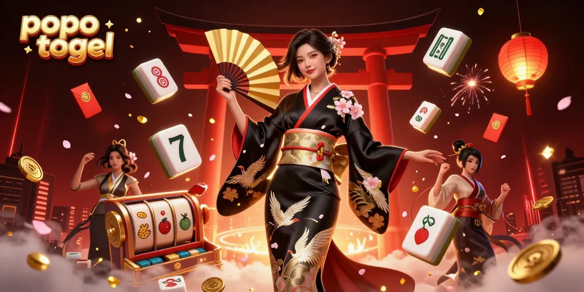 Experience thrilling popo togel visuals with an elegant Asian woman in a rich casino scene.