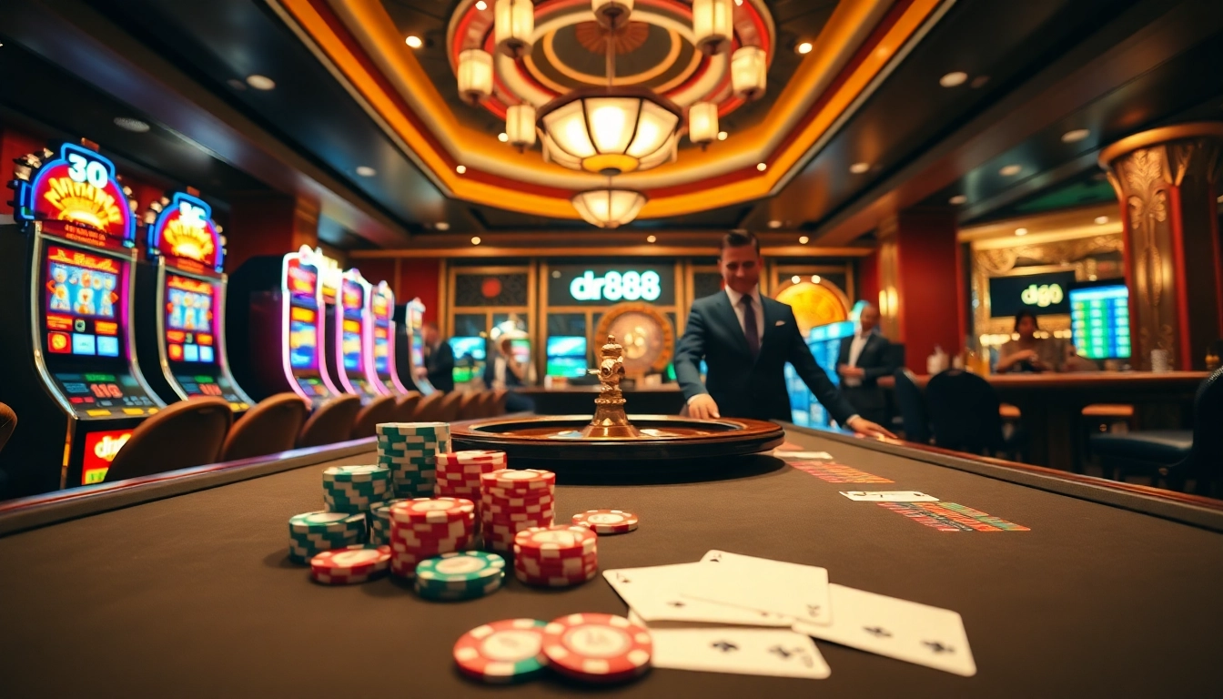 Experience the thrill of gambling with dr88 at a luxurious casino table filled with excitement.