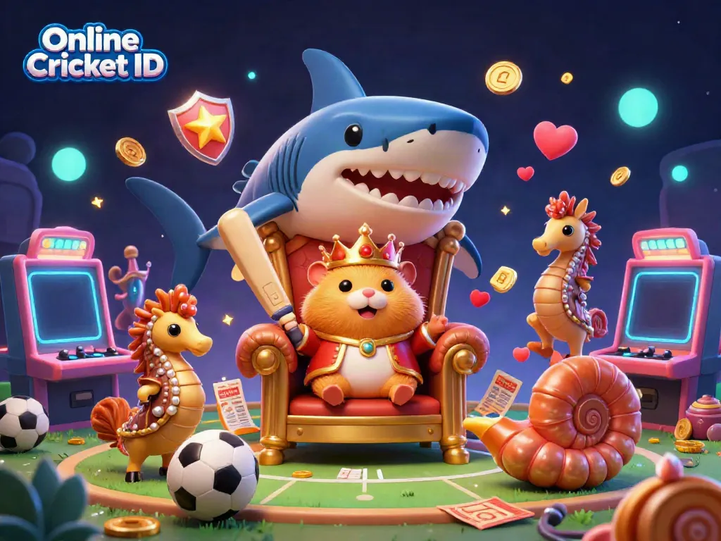 Engage with Online Cricket ID for thrilling bets depicted in a vibrant underwater gaming scene.