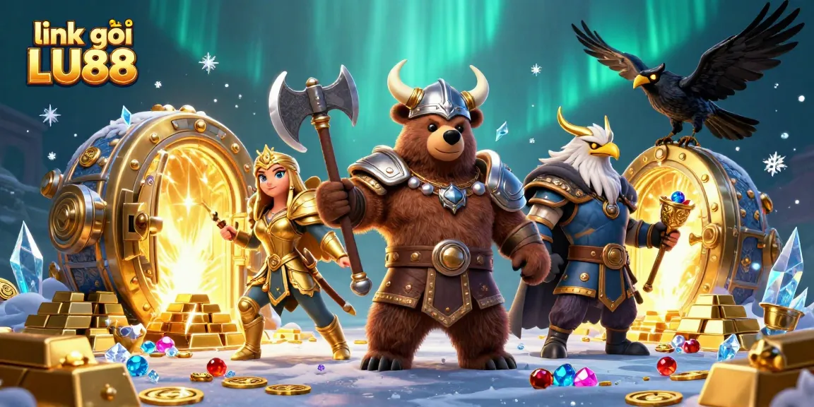 Engage in thrilling gameplay with link vào LU88, featuring Viking characters and treasures.