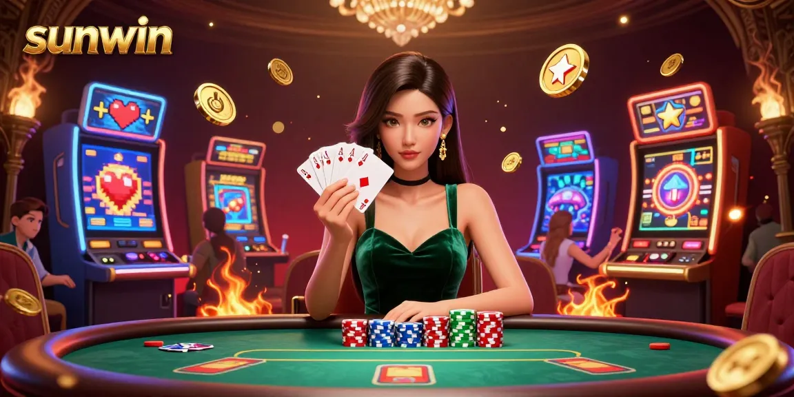 Engage in thrilling gaming adventures at sunwin with iconic slot machines and vibrant casino elements.