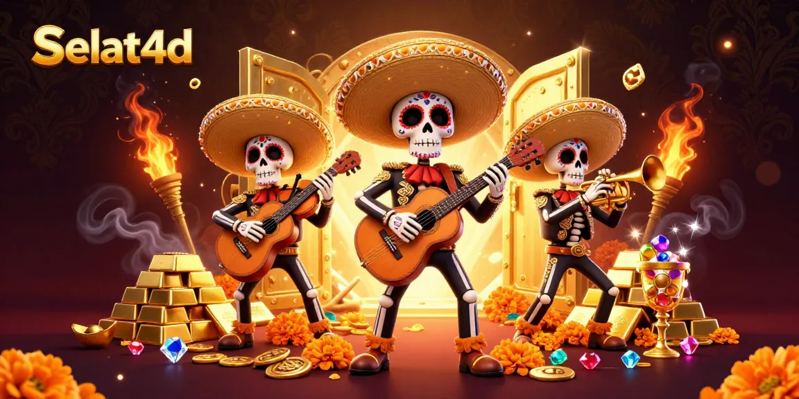 Experience the excitement of selat4d with vibrant mariachi skeletons and golden treasures
