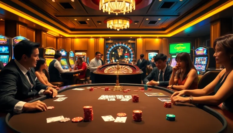 Vivez le frisson de RR88 dans un casino luxueux avec des tables de poker éclatantes et des machines à sous.
