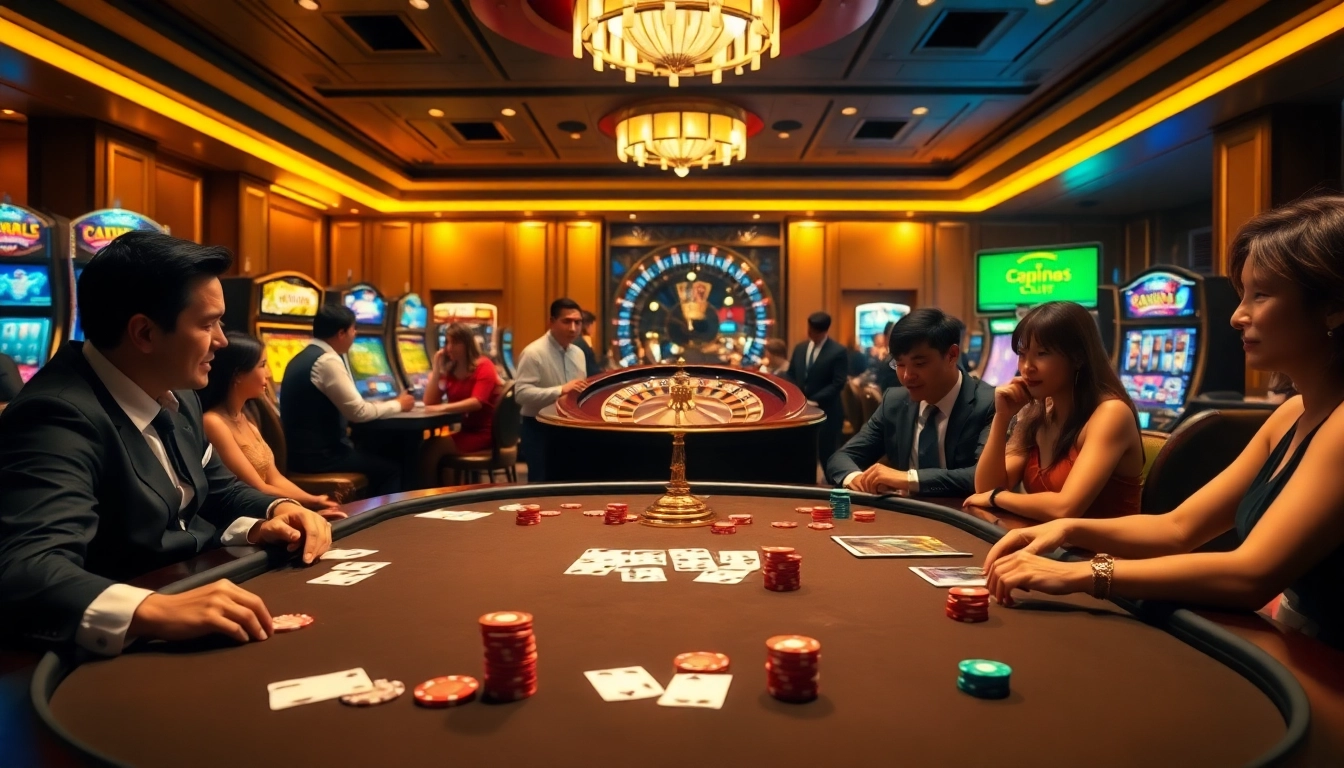 Vivez le frisson de RR88 dans un casino luxueux avec des tables de poker éclatantes et des machines à sous.