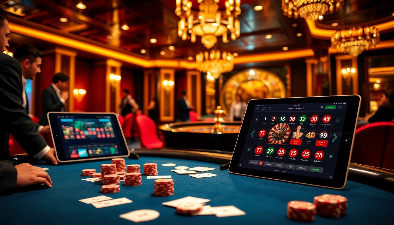 32win players enjoying high-stakes casino games with vibrant poker chips and cards.