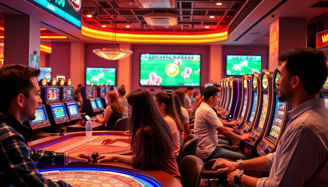 Exciting online gambling scene at MM88 with diverse players enjoying various games.