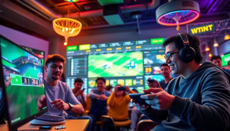 Escena atractiva de la emoción de las apuestas en línea en la plataforma 79king con colores vibrantes e interacción dinámica del usuario.