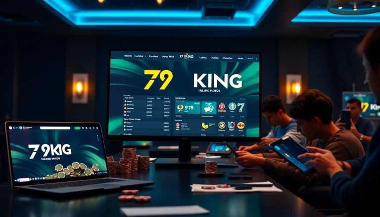 79king online betting platform in a sleek, modern lounge with devices showing live odds