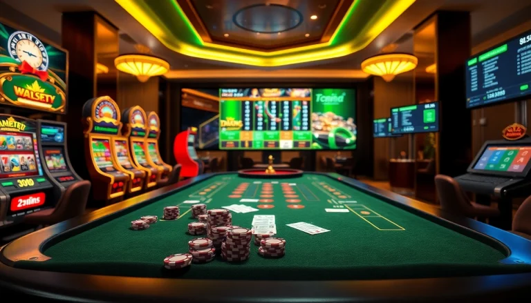 Experience the excitement of winning at https://789win.apartments/ with a vibrant virtual casino scene featuring slot machines and poker tables.
