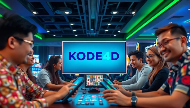 Situs kode4d gaming environment with diverse players enjoying slot games in a vibrant, secure atmosphere.