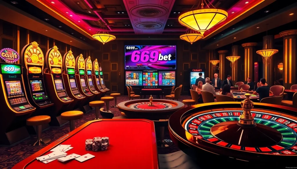 Engage in thrilling gameplay at 669bet with attractive slot machines and poker tables.