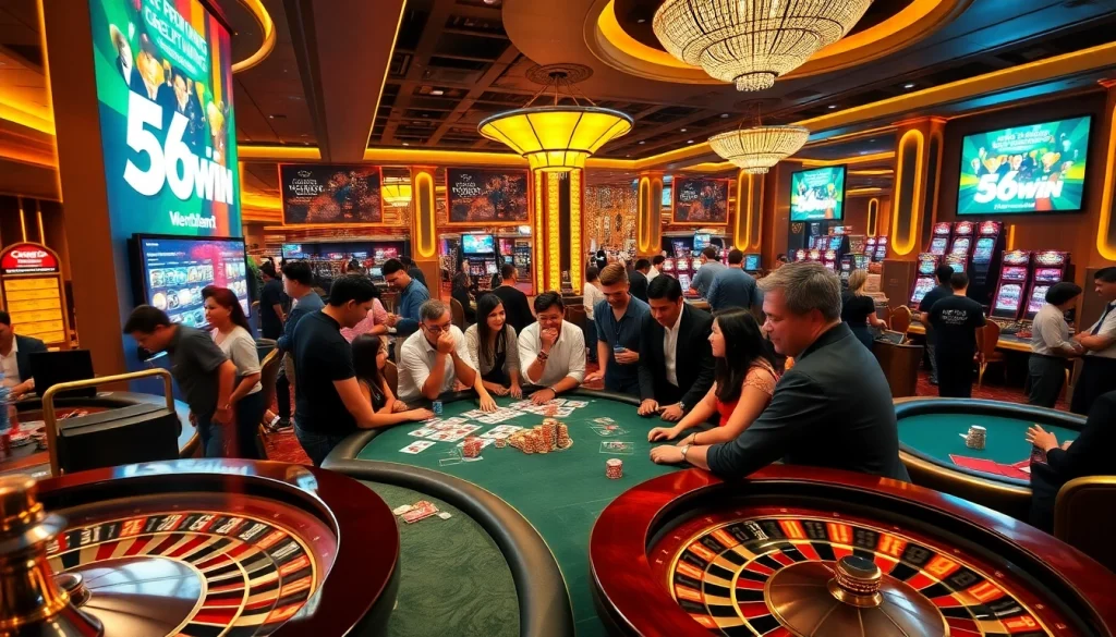 Experience a thrilling moment at 56win as players celebrate big wins at the casino.