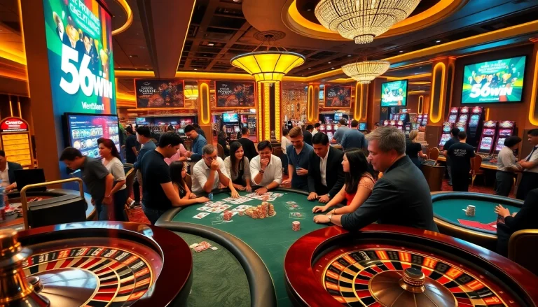 Experience a thrilling moment at 56win as players celebrate big wins at the casino.