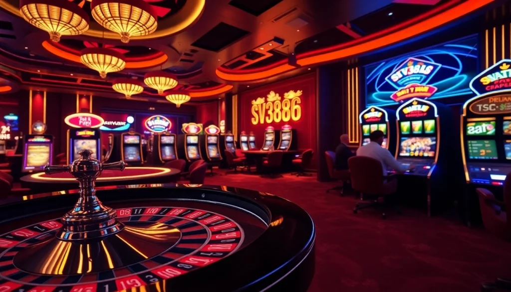 SV388 online betting interface showcasing dynamic casino gaming elements and vibrant atmosphere.