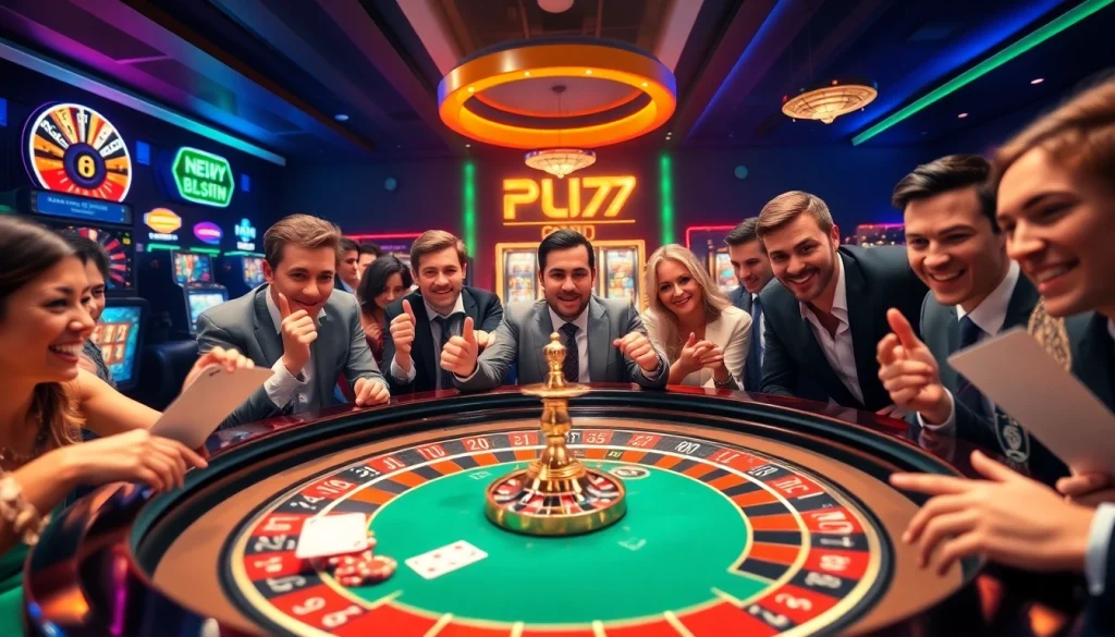 Plus777 players enjoying an exciting roulette game with vibrant colors and professional atmosphere.