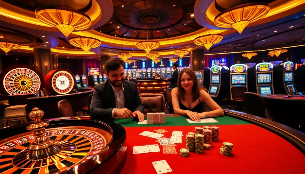 Players enjoying a vibrant casino experience at https://789win.associates/ with roulette and slot machines