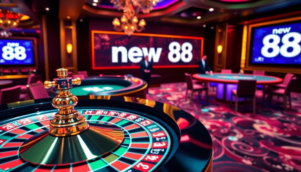Experience thrilling gambling action at new 88 with poker chips and dice on a vibrant casino table.