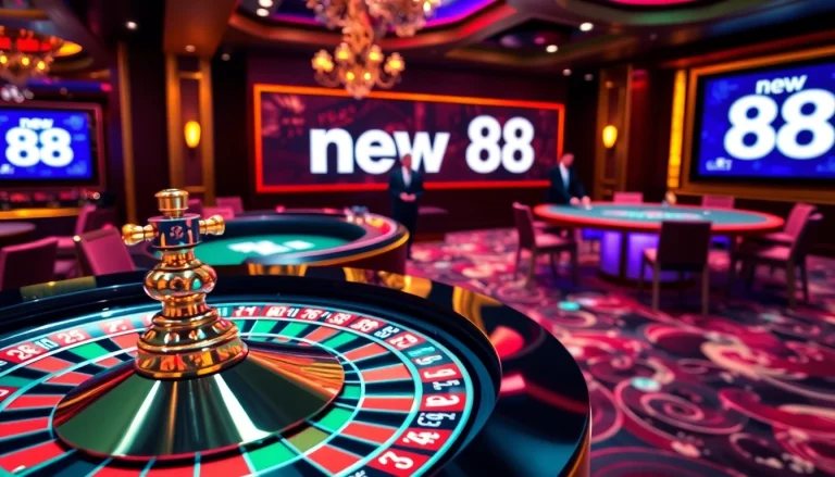 Experience thrilling gambling action at new 88 with poker chips and dice on a vibrant casino table.