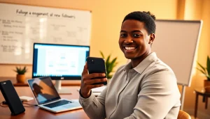 Connect with new followers through effective follow in dm strategies in a vibrant office setting.