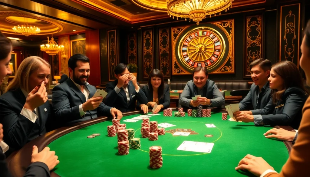 Players strategize with poker chips and cards at a table, featuring C168 betting insights.