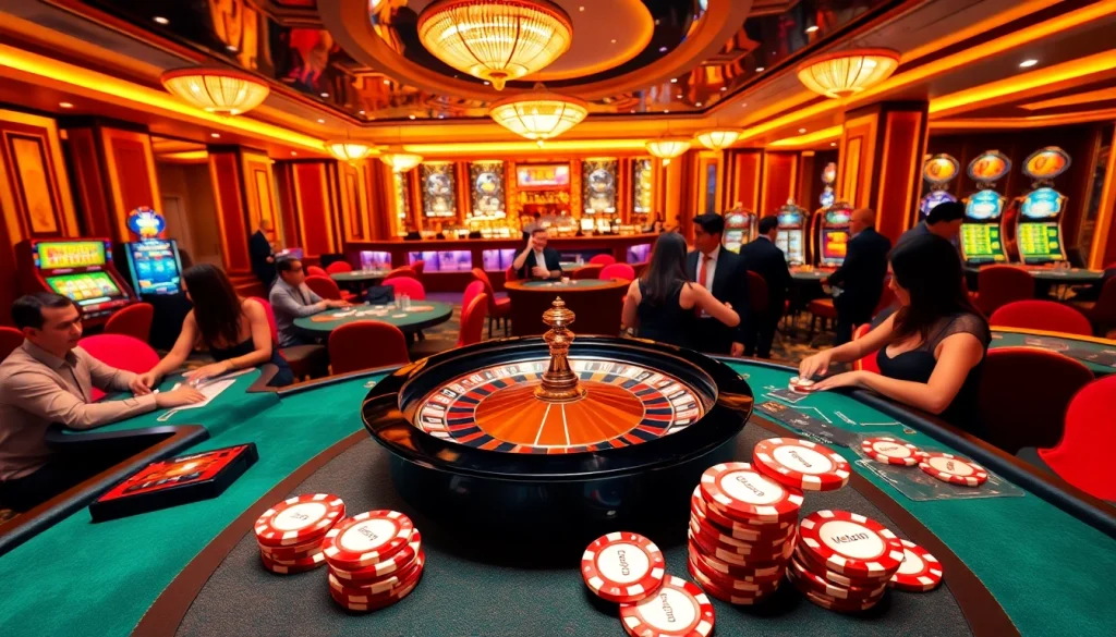 Gambling enthusiasts enjoying a thrilling game of roulette at Hello88 casino.
