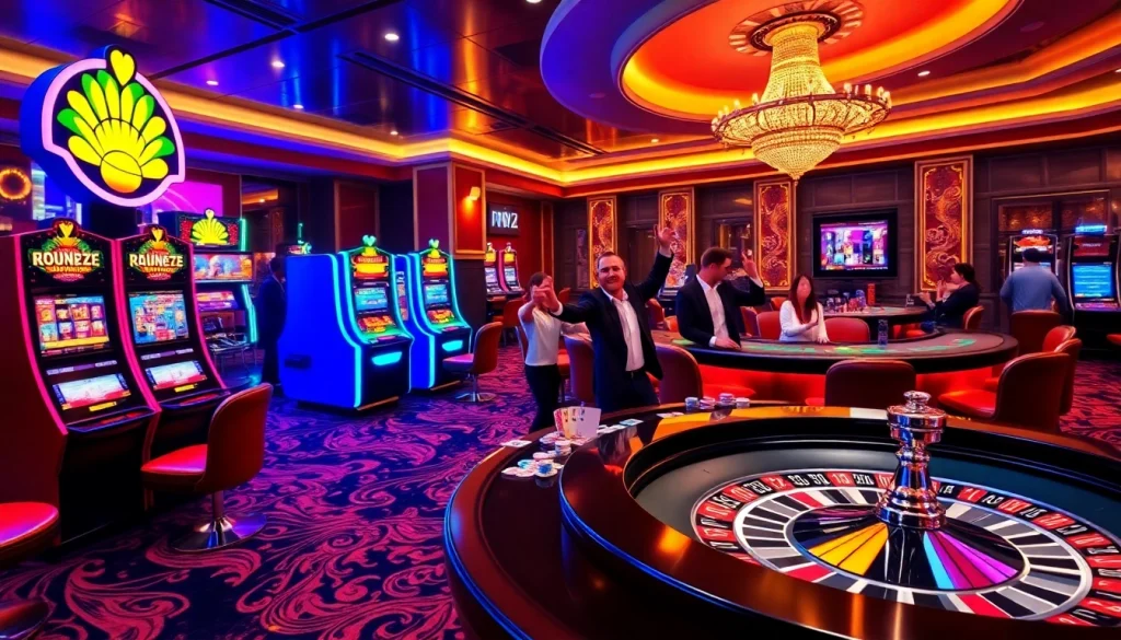 Experience the excitement of PH22 casino with players winning at slot machines and poker tables.