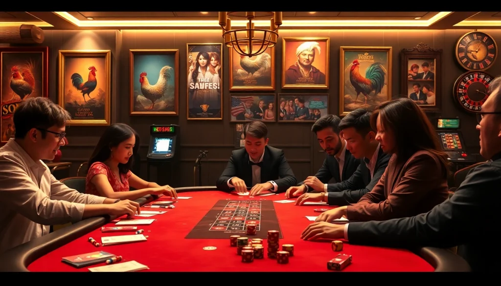 Experience the thrill of Đá Gà Thomo BJ888 at a luxurious casino betting table.