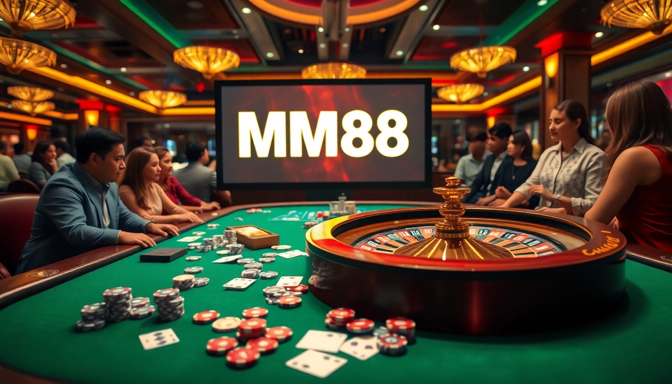 Experience the thrill of betting at MM88 with vibrant casino games and poker chips.