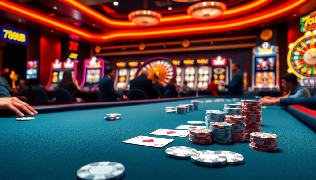 Participants enjoying an exciting game at 789CLUB's luxurious casino table.