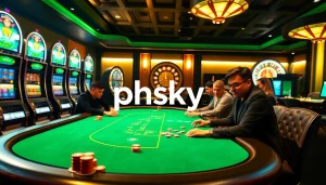 Experience thrill in a luxurious casino setting with PHSKY engaging in high-stakes poker.
