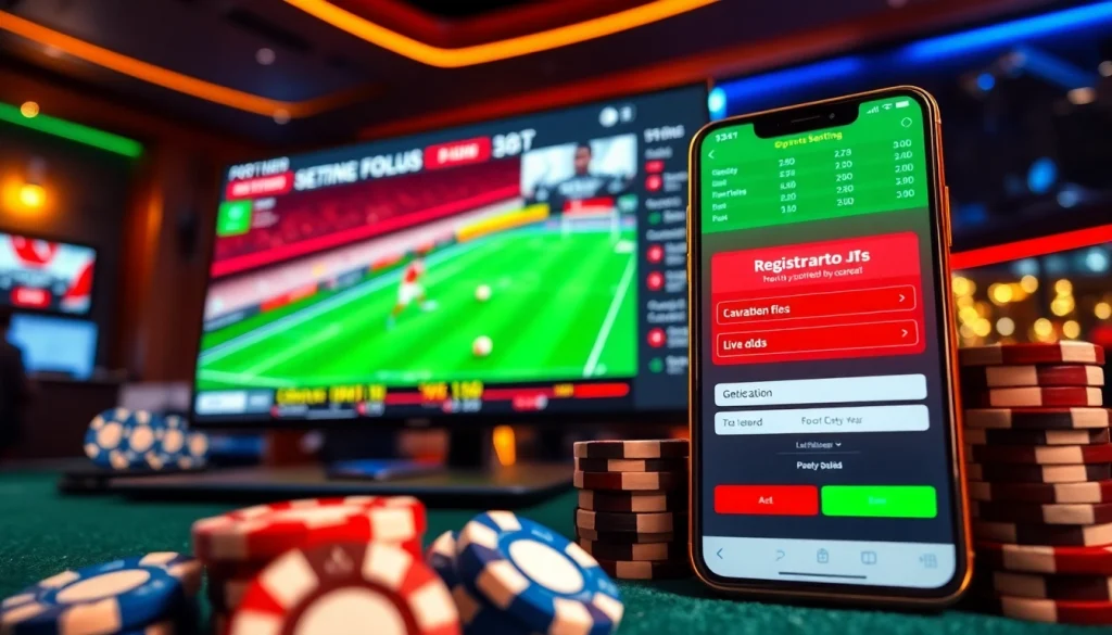 Engaging scene of online betting for สมัครแทงบอล, featuring vibrant colors and dynamic betting elements.