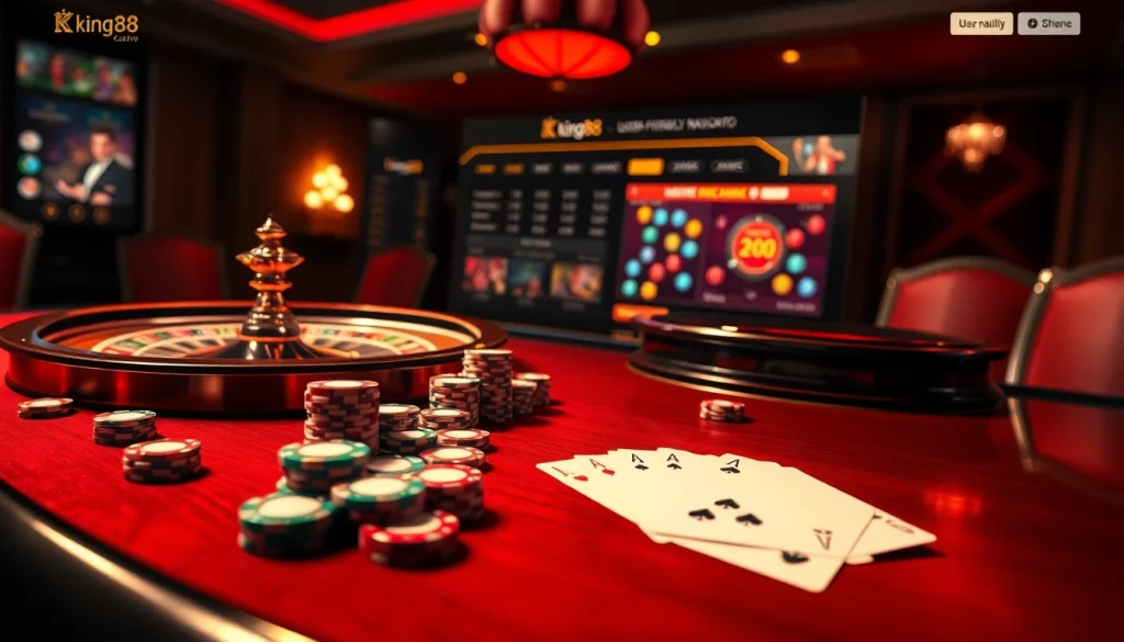 Experience the thrill of gaming at king88 casino with luxurious tables and vibrant betting options.