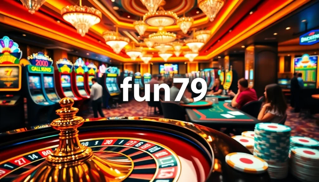 Players enjoying casino games and online gambling action with fun79 focus