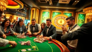 Experience the excitement at the b52club gaming table with players enjoying poker and roulette.