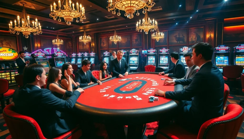 Hitclub gaming table with excited players engaging in a professional blackjack game