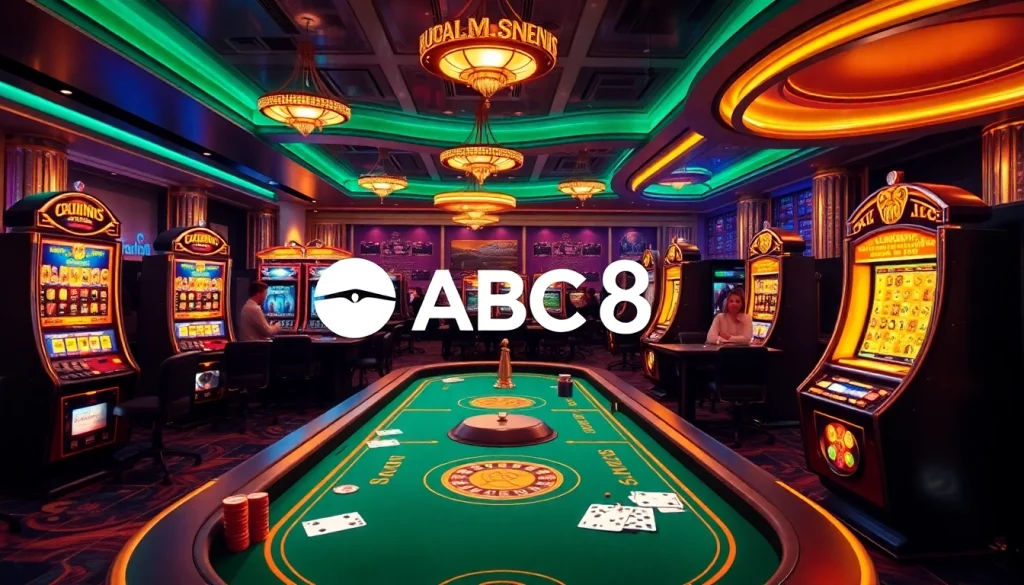 Exciting online gambling scene at ABC8 featuring vibrant casino tables and immersive gaming experiences.