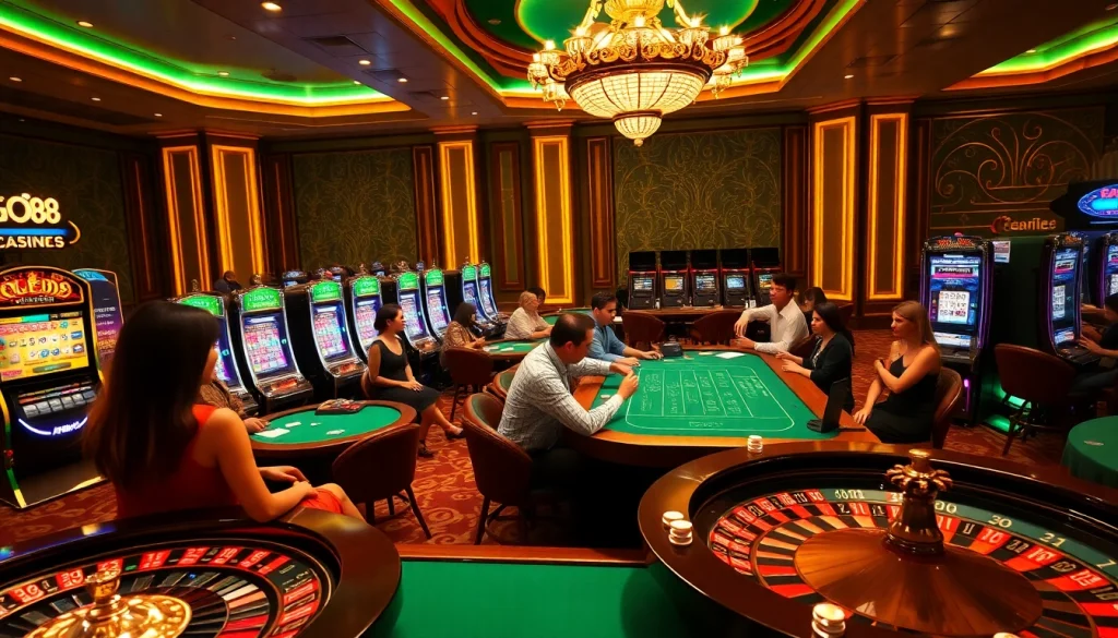 Players engaging in exciting games at go88 luxury online casino venue.