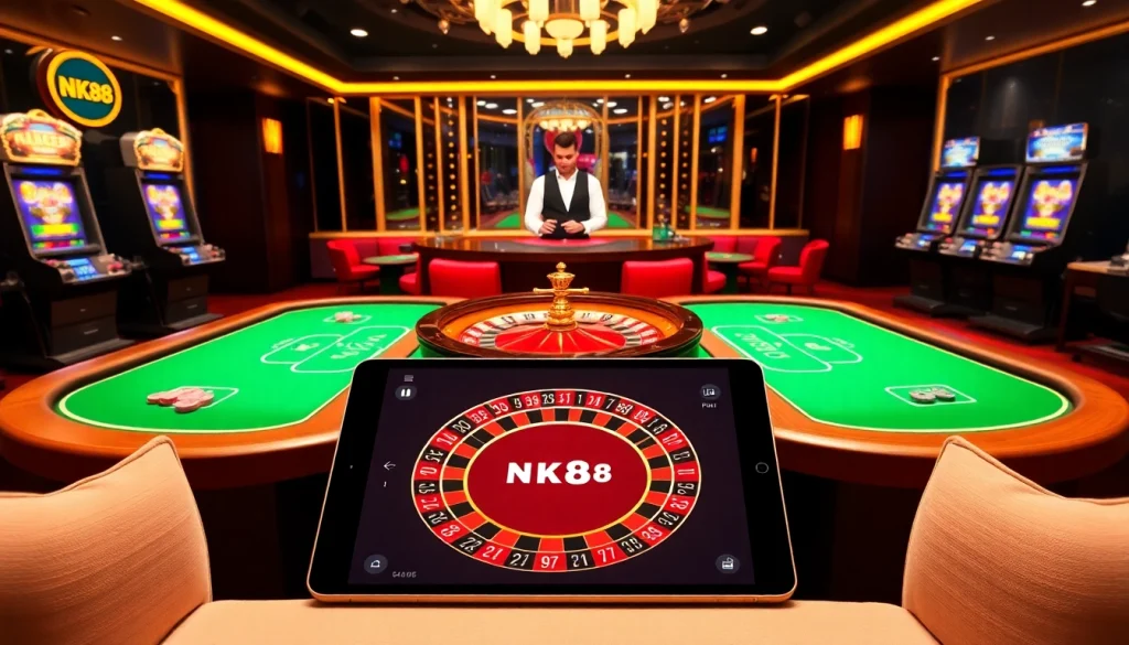 Experience high-stakes gaming at NK88's online casino with vibrant tables and jackpots.