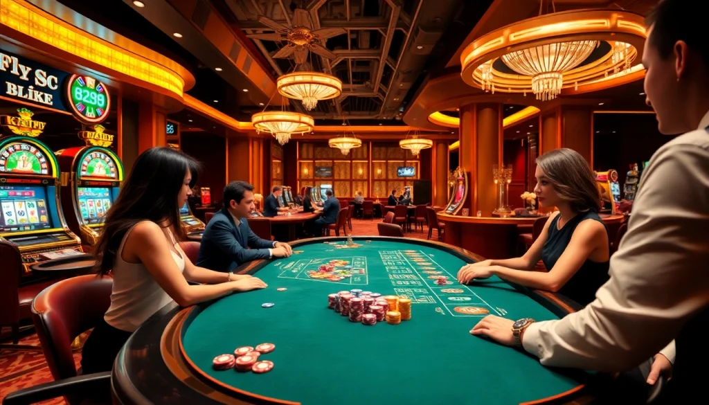 Experience thrilling gaming action at bk888's vibrant casino scene with poker and slots.