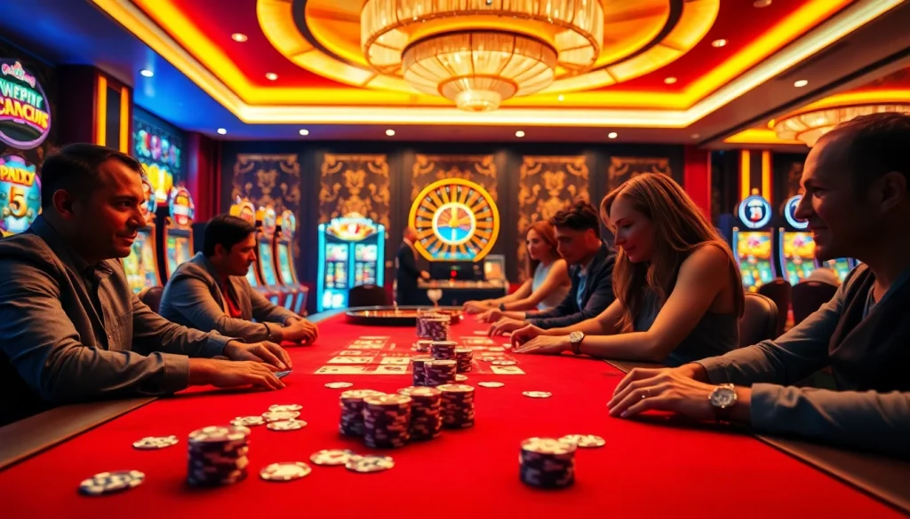 Experience the thrill of go 88 with players enjoying vibrant casino games and slot machines.
