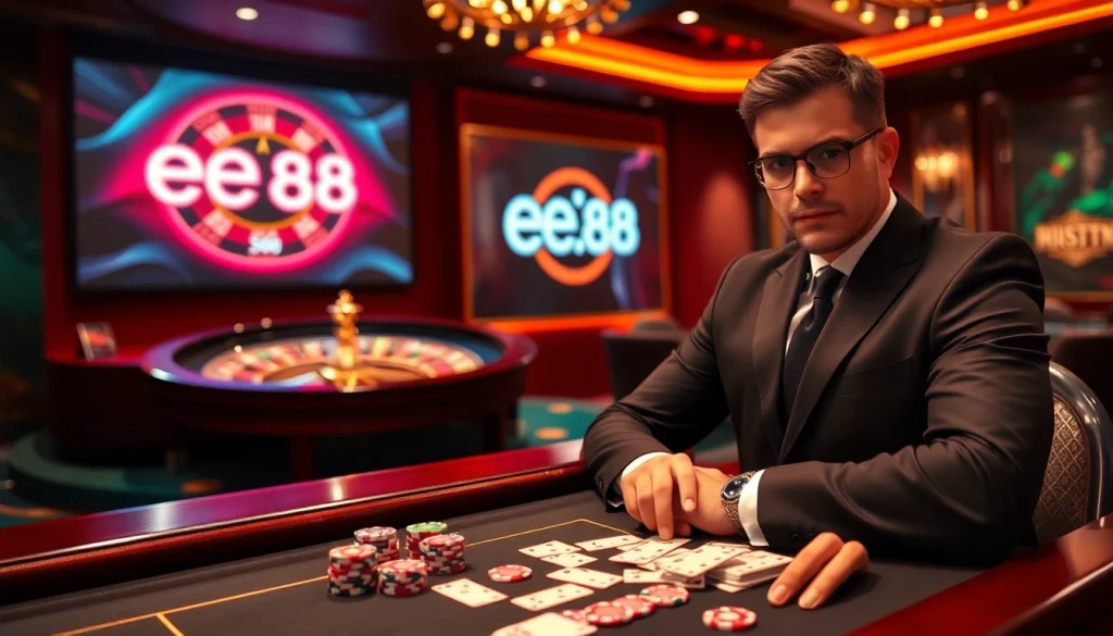 Experience high-stakes gambling at EE88's luxurious casino table.