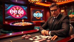 Experience high-stakes gambling at EE88's luxurious casino table.