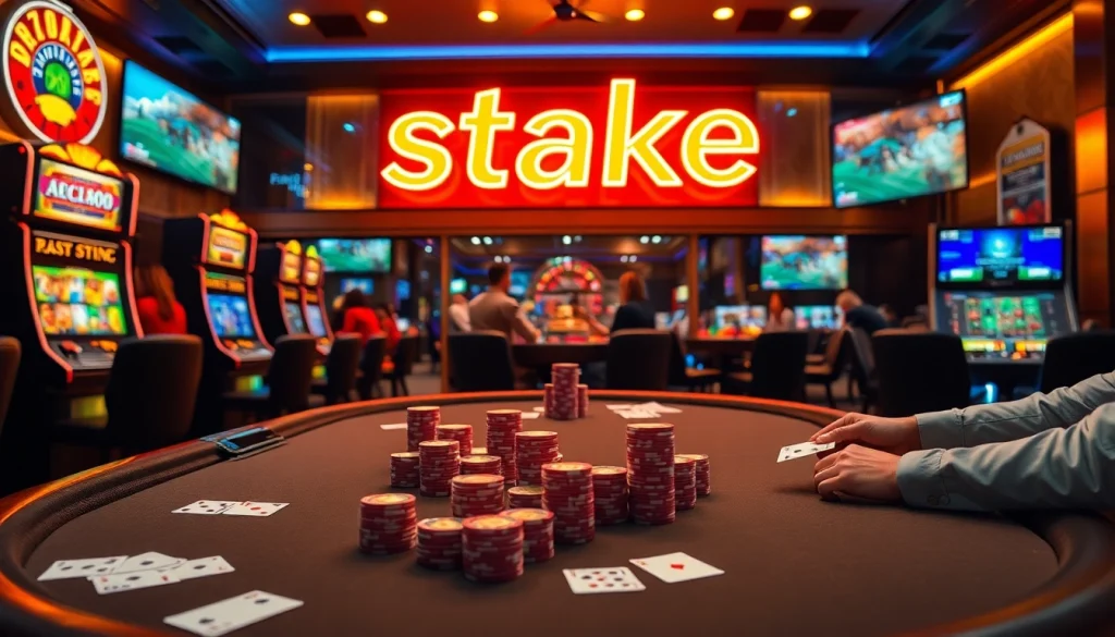 שחקנים המעורבים בשולחן קזינו יוקרתי, המדגישים הזדמנויות ההימור בסביבה תוססת.