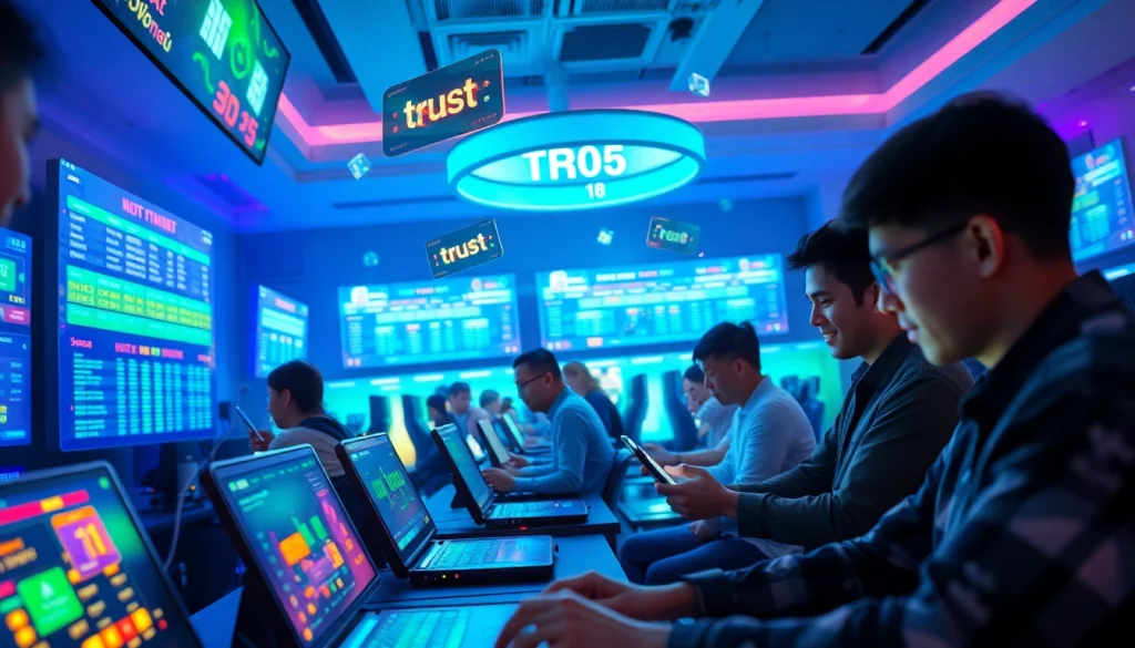Tài Xỉu MD5 gaming experience showcasing players engaged with digital interfaces and hash codes.