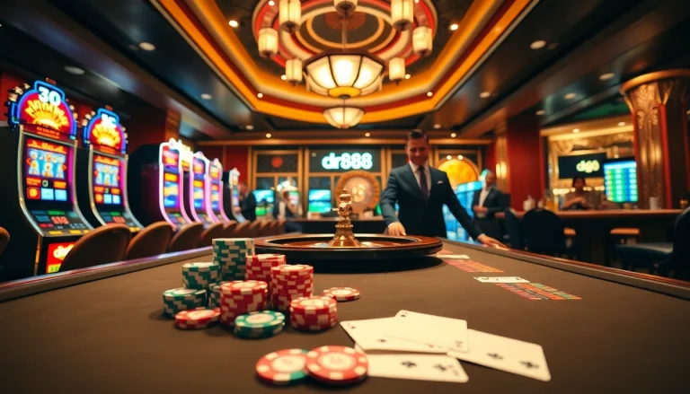 Experience the thrill of gambling with dr88 at a luxurious casino table filled with excitement.