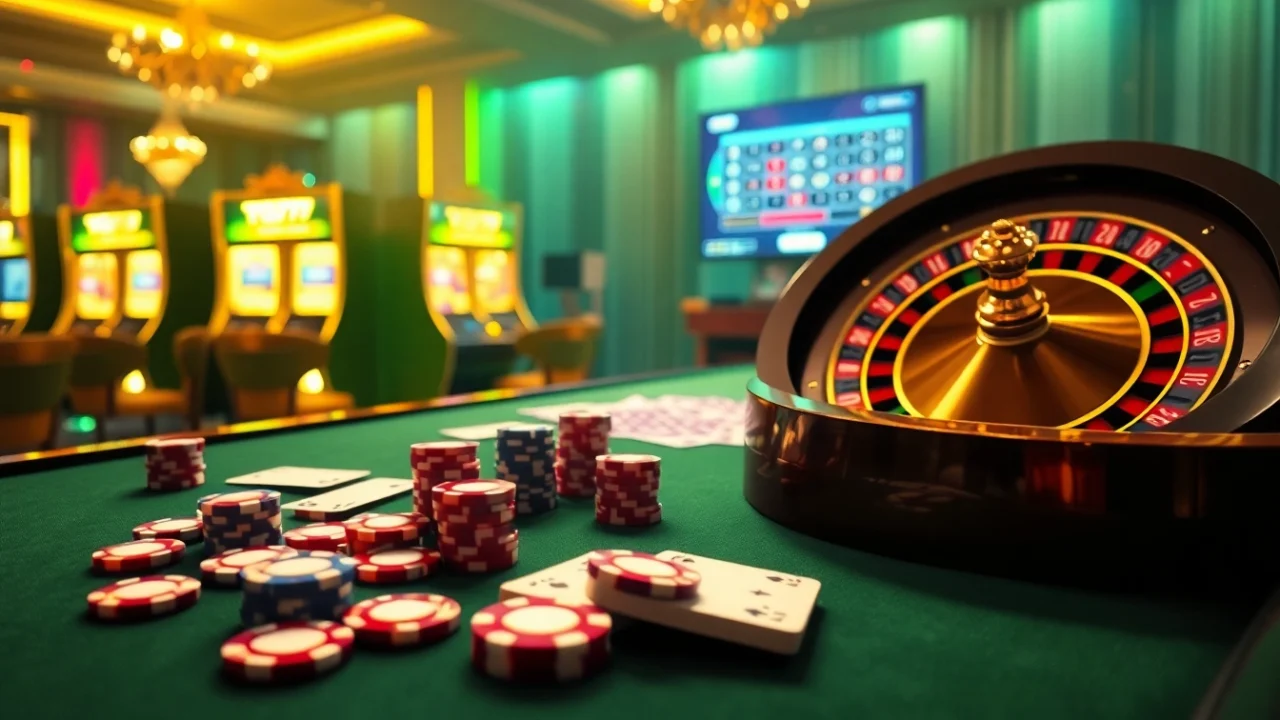 Experience the thrilling action of TG777 with vibrant casino tables and exciting games.