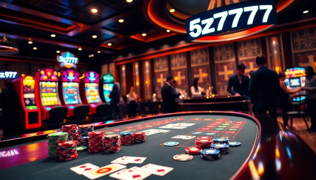 Players enjoy the thrilling ambiance at a casino table, diving into the excitement of 5z777.