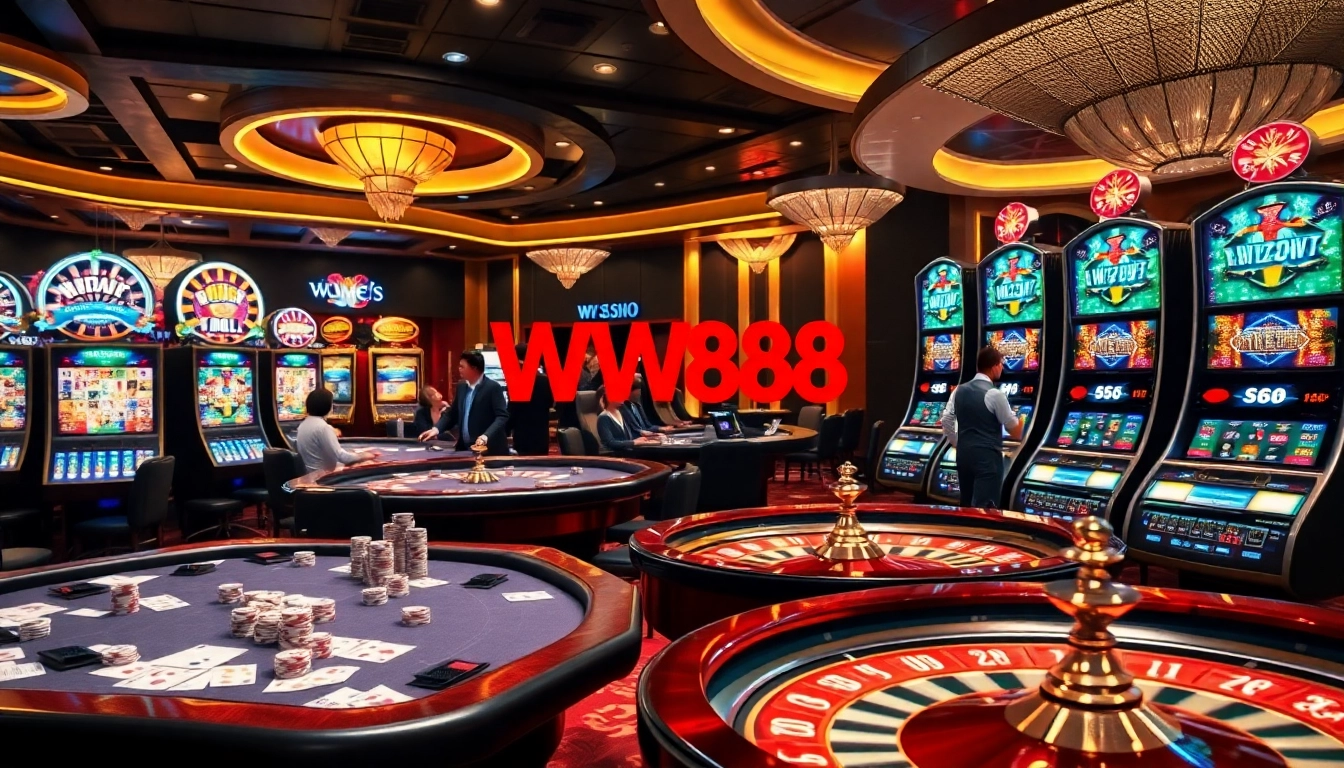 Exciting casino action with players enjoying games, highlighting Link vào WW88 for online betting.