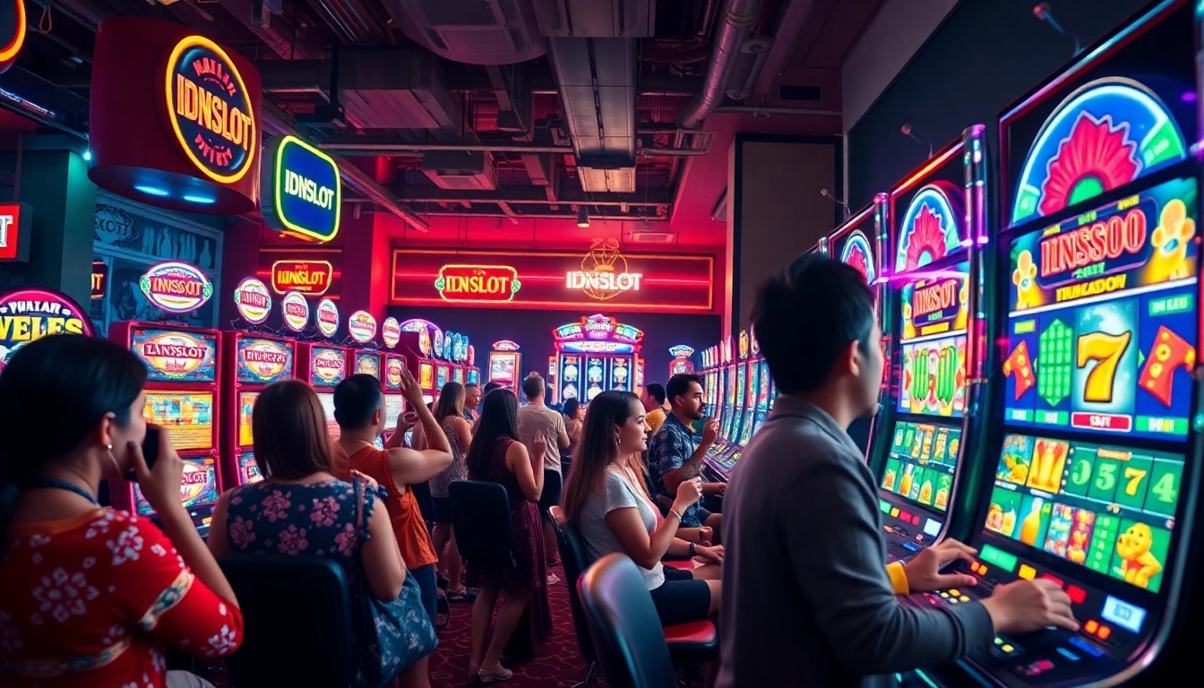 An exciting moment at IDNSLOT as players win on vibrant slot machines, embodying the thrill of online gambling.